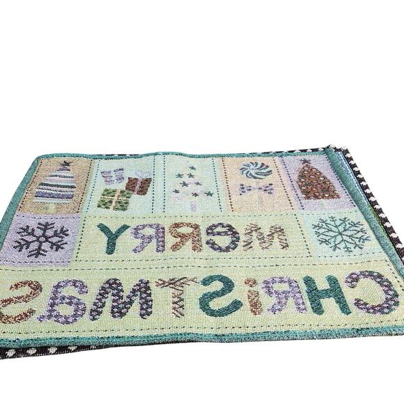 Merry Christmas Set Of 4 Tapestry Kitchen Dining Table Placemats 18x12 Sparkles - Picture 3 of 8